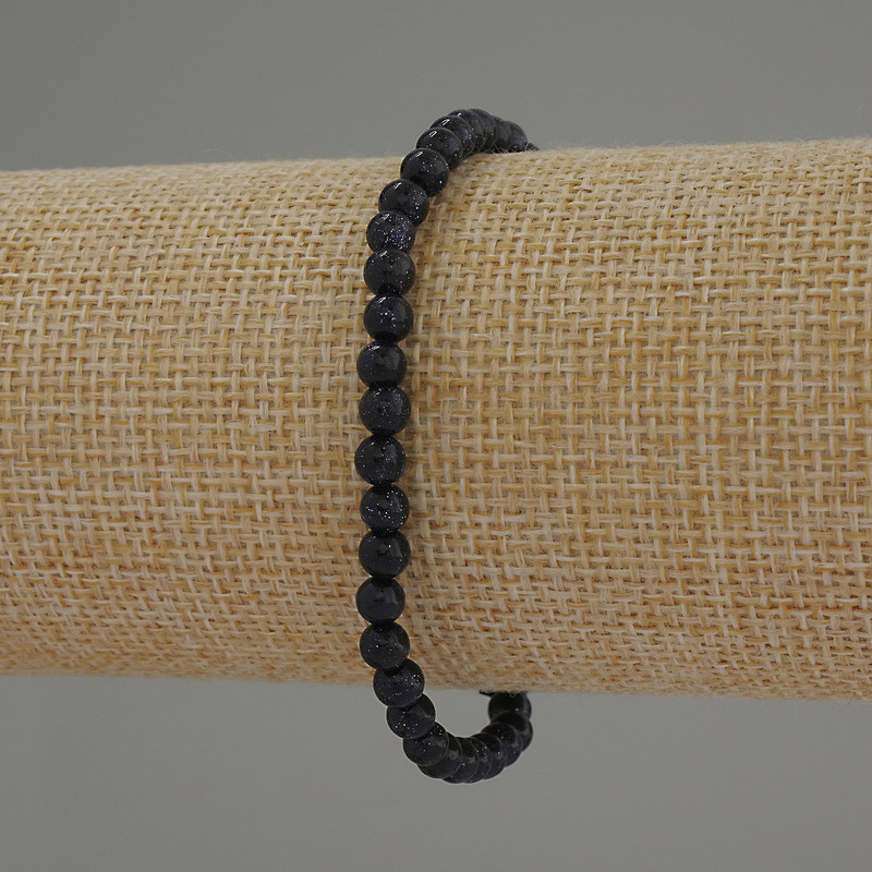 Bracelet Aventurine Night of Cairo smooth beads 4mm+, length 18cm stretch