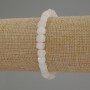 Bracelet White Quartz Faceted Cube, 6mm diameter, 18cm length, Stretch