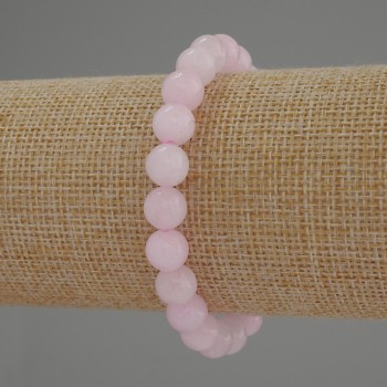 Kunzite Bead Bracelet, smooth round beads 8mm, stretchy 18cm
