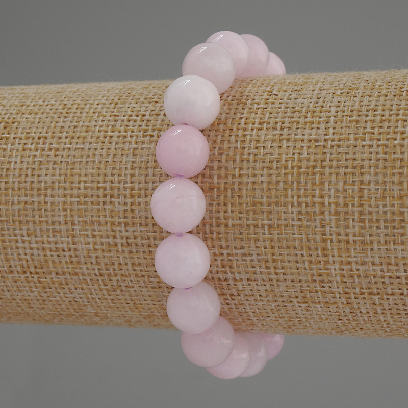 Kunzite Bracelet Smooth Bead, 10mm diameter ±, 18cm length Stretch