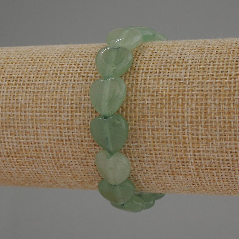 Bracelet Jade Heart, diameter 12mm+-, length 18cm+-, stretch