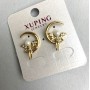 Xuping Earrings with White Crystals and Pearl, 4mm+- Pearl Diameter, 14x20mm+- 18K Gold Plating