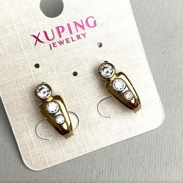 Xuping earrings with white crystals 7x18mm ± gold plating 18K
