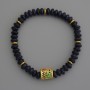 Bracelet Aventurine Night of Cairo Rondelle, diameter 6×3 mm± with metal inlays, length 18 cm stretch