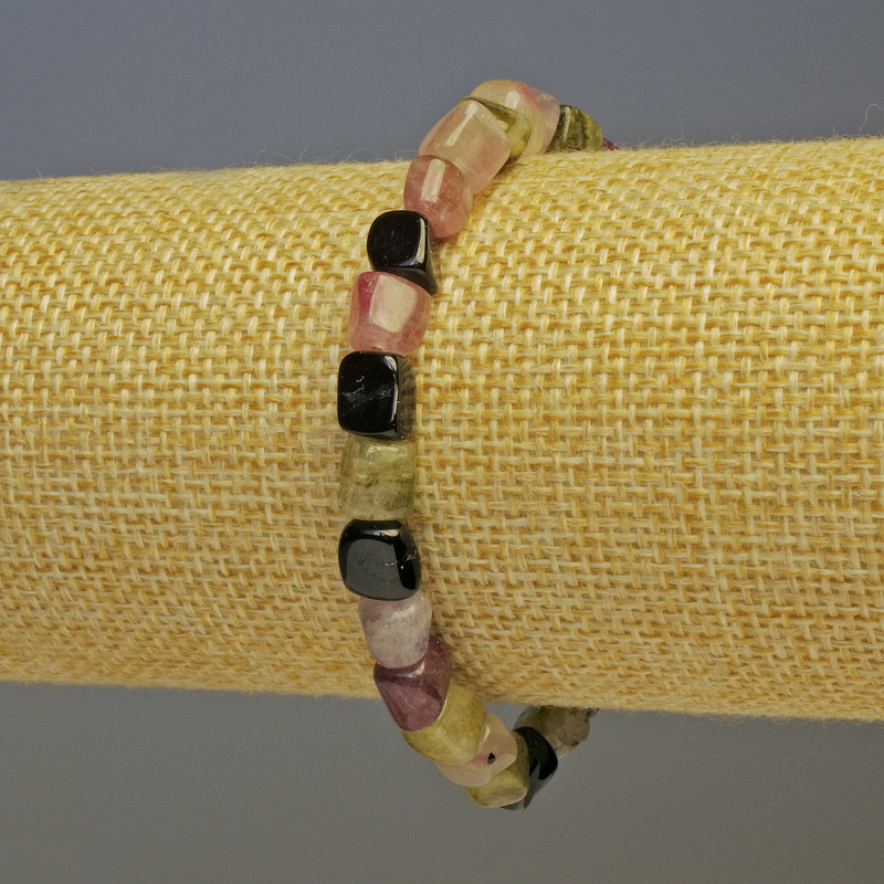 Tourmaline Beveled Bracelet 7×6mm ±, length 18cm stretch