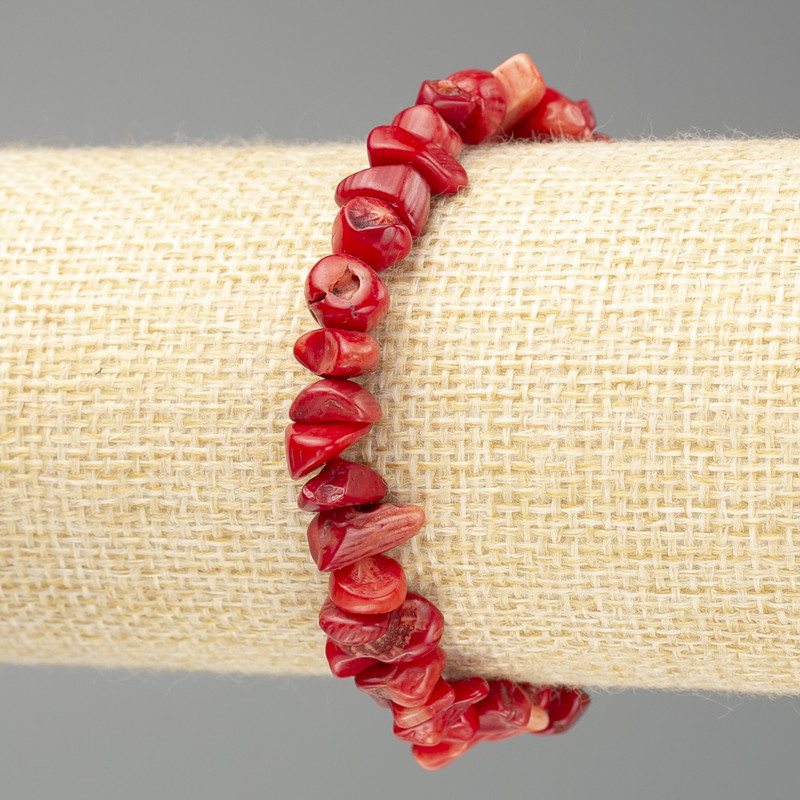 Bracelet Coral Chunk, diameter 6x3mm, length 18cm (stretch)