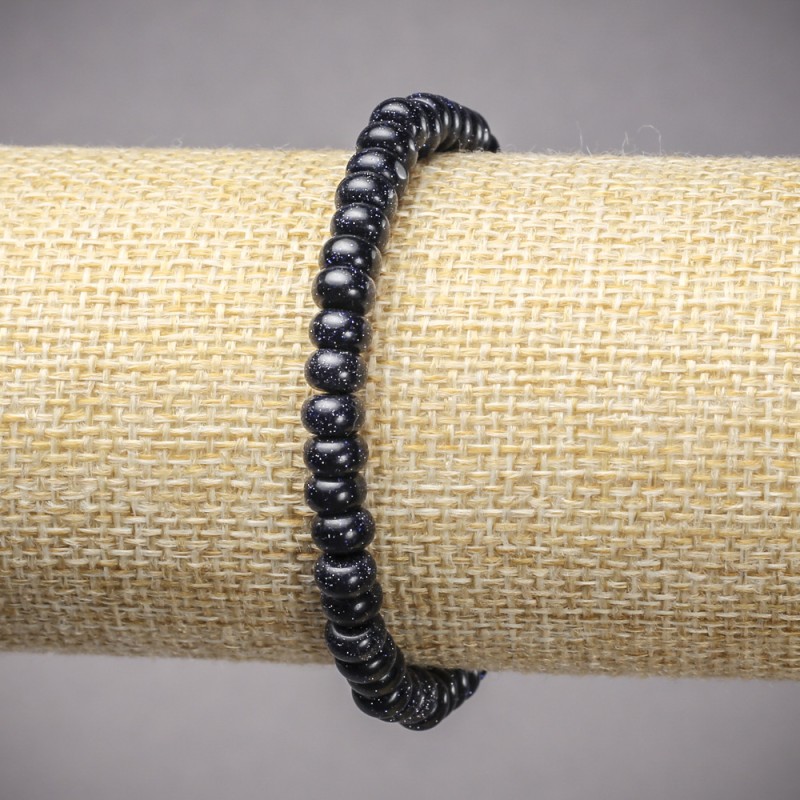 Elastic bracelet with Aventurine Night of Cairo (pressed) smooth rondelle, diameter 6×4 mm, length 18 cm