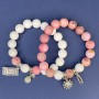 White Agate and Rhodochrosite Bracelet Set (elastic) Bead, diameter 10mm±; Rhodochrosite bead, diameter 10mm±; length 18cm±