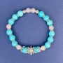 Bracelet Aquamarine bead, diameter 8mm Pink Quartz bead, diameter 6.5mm+, length 18cm+, stretch