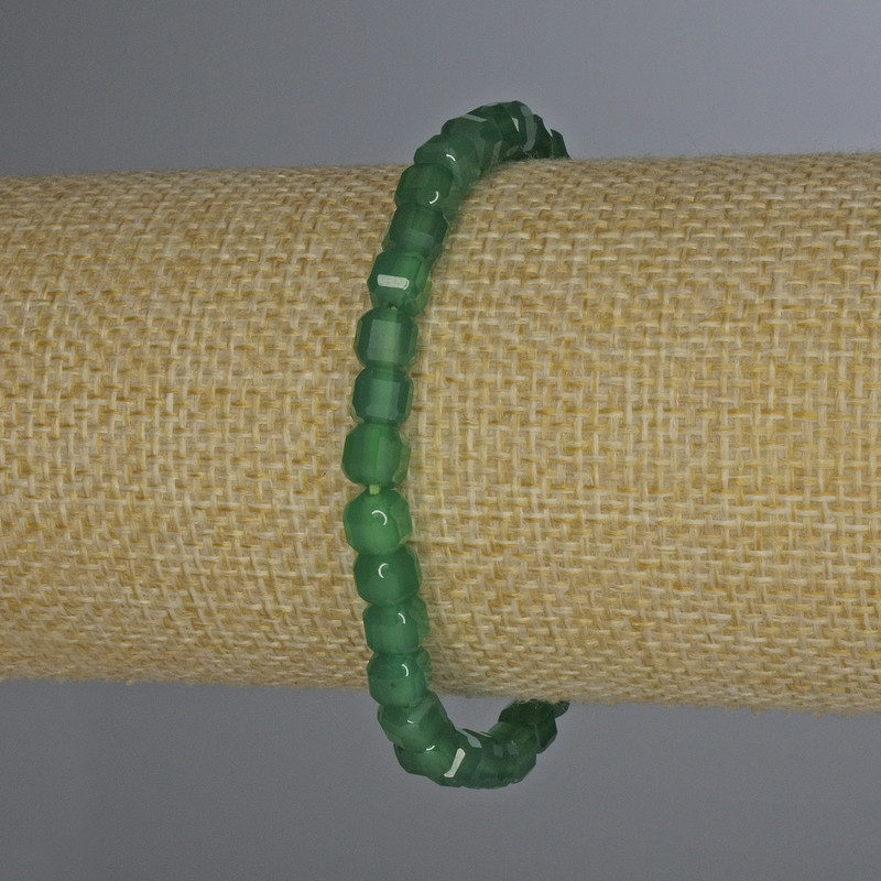 Chrysoprase Beaded Cube Stretch Bracelet 5x5mm, 18cm length