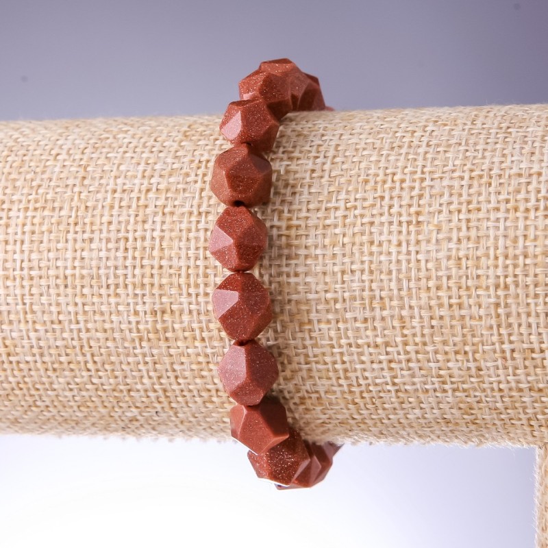 Bracelet Aventurine (synthetic) "Golden Sand" multifaceted, diameter 8×10mm