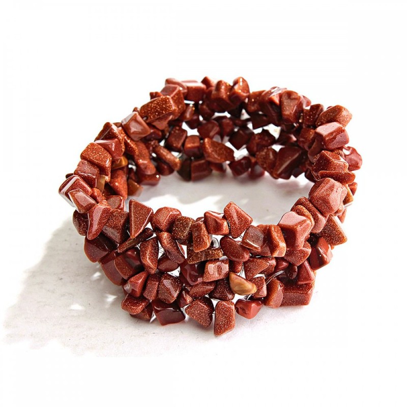 Elastic Bracelet with Aventurine (synthetic) "Golden Sand" gemstone碎?