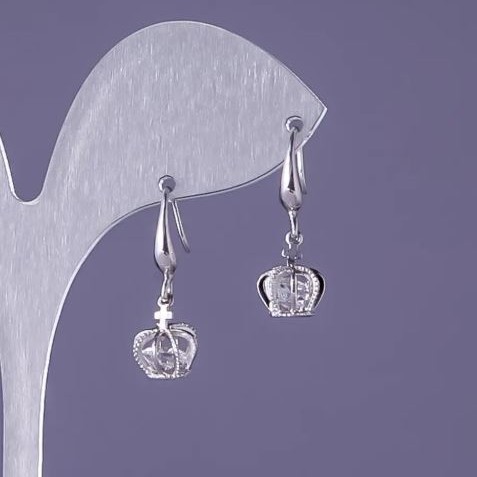 Earrings Crown, length 22mm