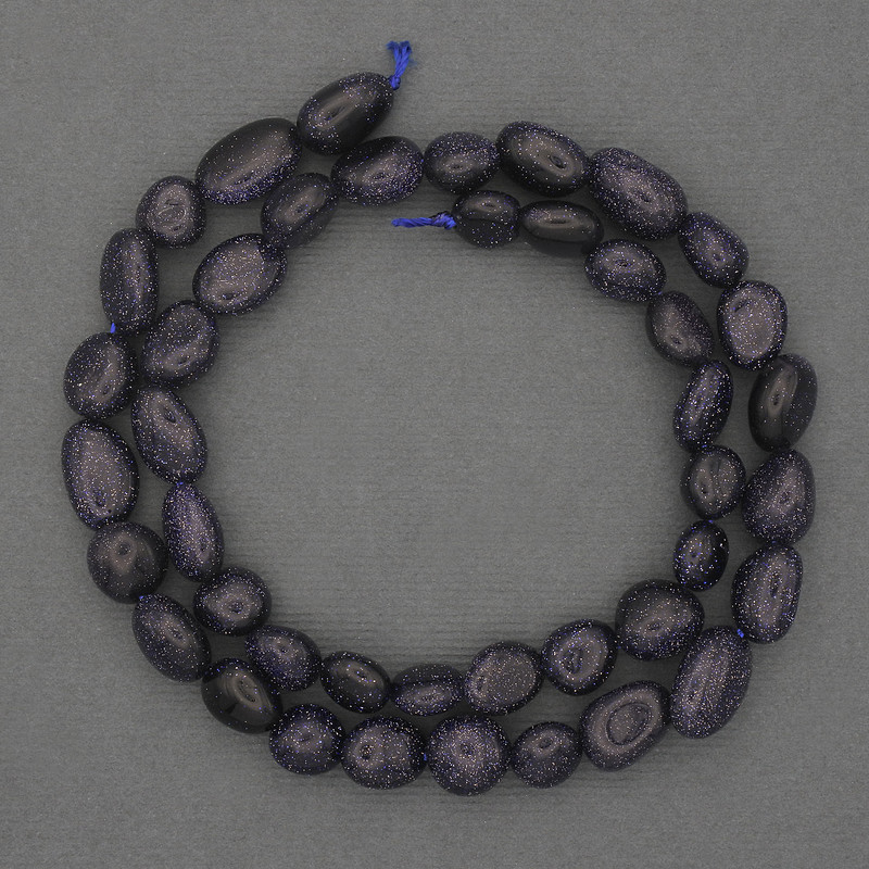 Synthetic Aventurine Beads Blue Sand Faceted, diameter 9-12×8mm± on thread, length 41cm+
