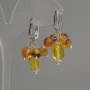 Amber Bead Earrings, round bead 6mm± and faceted drop 14×7mm±, length 35mm±