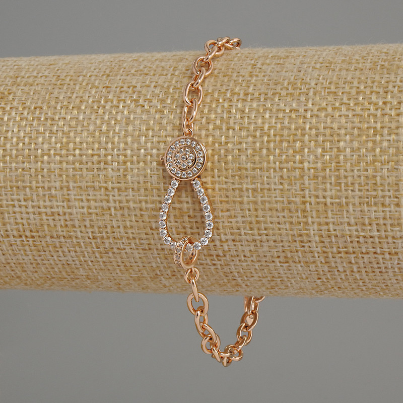 Xuping bracelet with white crystals Gold-plated 18K, 4mm± beads, length 17-21 cm± with extension chain