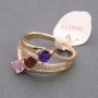 Ring Xuping metal color "gold" multicolor crystals, sizes 16, 17, 18, 19
