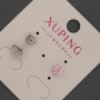 Earrings studs Xuping heart with pink crystal, diameter 5mm± rhodium