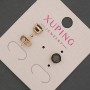 Xuping Stud Earrings with Black Crystal, 6 mm Ø, 18K Gold Plated