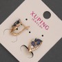Xuping Earrings with White Rhinestones and Blue Crystals, 8mm Diameter ±, 15mm Length ±, 18K Gold Plating