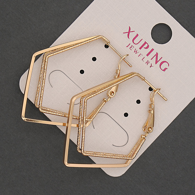 Earrings Xuping, diameter 4mm±, length 37mm±, 18K Gold Plating