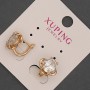 Xuping Earrings with White Crystal, 12mm Ø ±, 12mm ± length, 18K Gold Plating