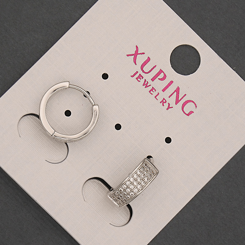 Xuping Earrings with White Crystals, 5×14 mm Ø Rhodium-plated