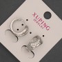 Xuping Earrings with White Rhinestones, 9×16 mm diameter ± Rhodium