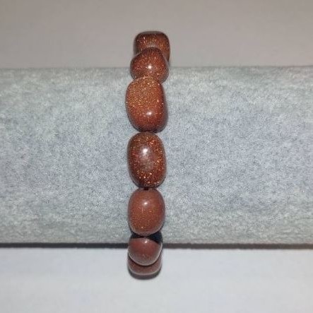 Bracelet with Natural Aventurine Golden Sand Barrels on Elastic 10x14mm Circumference 18cm