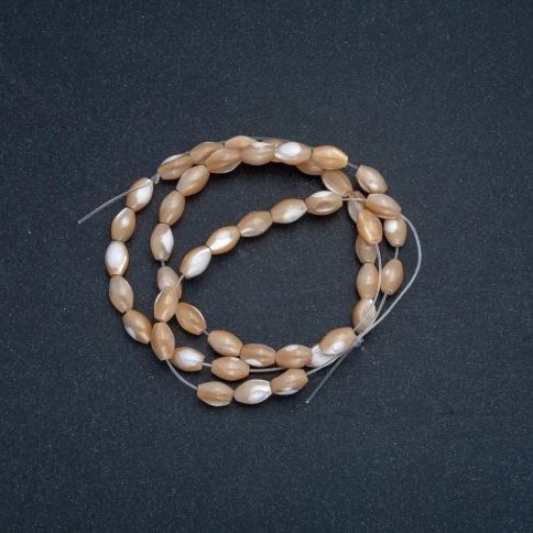 Beads on Thread Natural Beige Pearl Oval, 9×5.5 mm, 5 mm, 41+ cm length