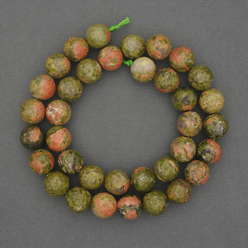 Jasper Hematite Geotrope faceted bead 10mm+ on thread, length 38cm+
