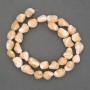 Natural Pearl Beads on Thread Beige. Barrel-shaped mother-of-pearl, diameter 10-12x8-10mm +-, length 40cm+- on thread