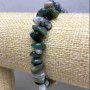 Bracelet with Natural Stone Moss Agate Chip, diameter 10x5mm, length 18cm, stretch