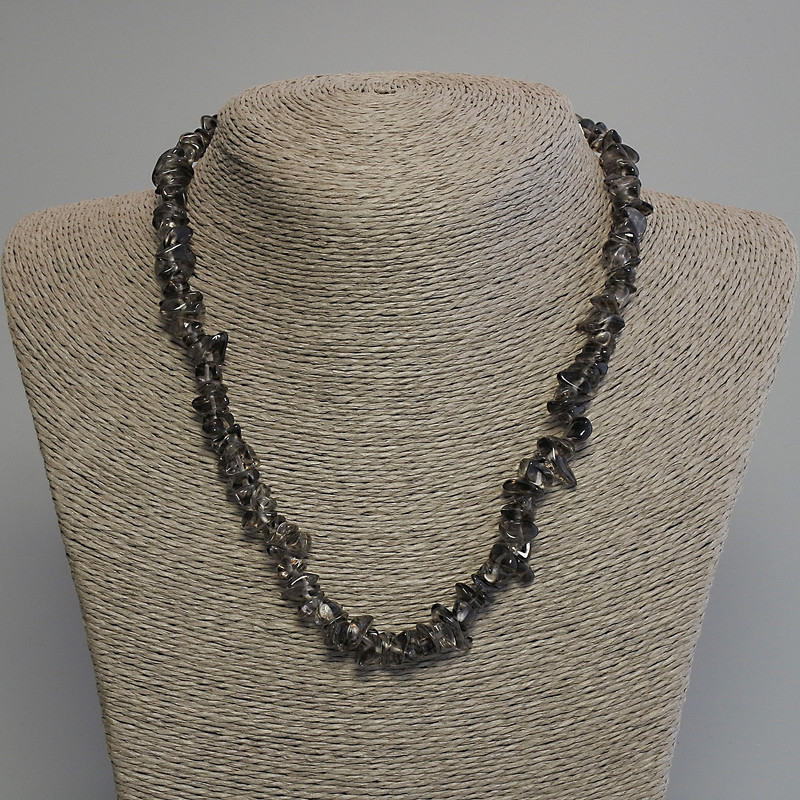 Smoky Topaz Bead Necklace, chip beads, diameter 6-12×3-6mm ±, length 45cm ± with clasp