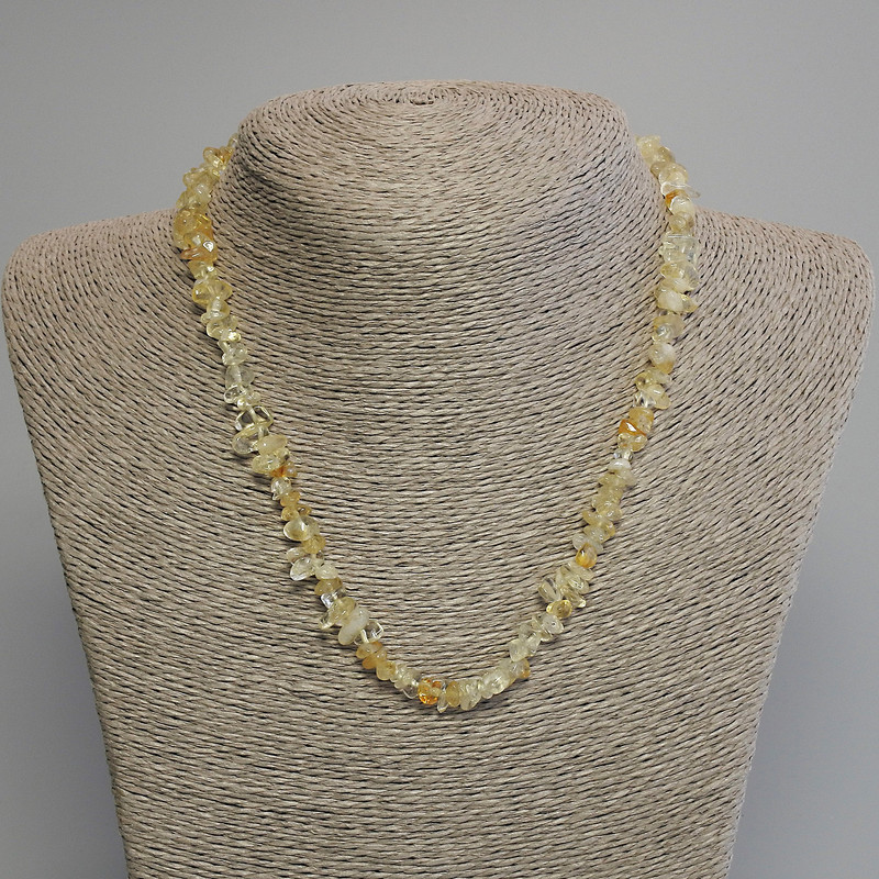 Citrine Bead Necklace, pea-size, 7x4mm, length 45cm ± with clasp