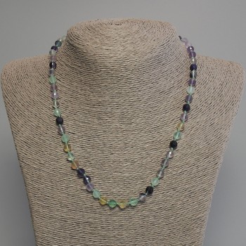 Fluorite Bead Necklace with Faceted Rounds, 6mm diameter, 45cm length, with clasp