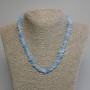 Aquamarine Bead Necklace, seed bead, diameter 10x4mm±, length 45cm± with clasp