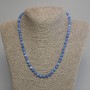 Aquamarine Beads Garnet Cube Necklace, 5mm ± diameter, length 45cm ± with clasp