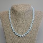 Aquamarine Bead Necklace - graduated cube, diameter 7mm±, length 45cm± with clasp
