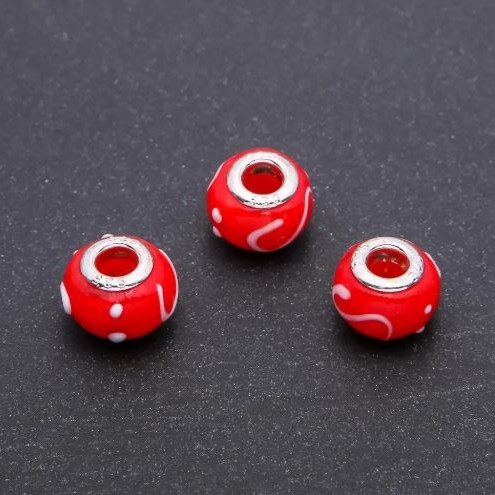 Pandora bead plastic, diameter 14x10mm, hole diameter 4.5 mm, packaging 6 pcs