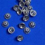 Cap findings for beads, cap in silver color, diameter 9×1 mm±, hole diameter ~2 mm±, packaged 20 g (~35 pcs)