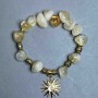 Citrine Faceted Bead Bracelet 13x11mm+ with Metal Inlays, 18 cm+