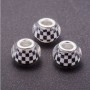 Pandora Bead White Checkered Plastic, diameter 13mm, hole diameter 5mm pack of 11