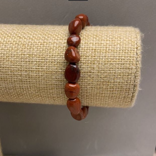 Red Jasper Faceted Bracelet, 10-12×8 mm, elasticized, 18 cm