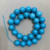 Turquoise Beads smooth round 15mm on thread, length 41cm +