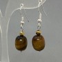 Tiger's Eye Bead Barilo Earrings, diameter 12×10mm±, length 35mm±