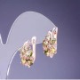 Earrings with Green Crystals 19×10 mm Gold-Tone Metal