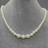 Majorca Pearl Necklace, White Pearls with 6mm± to 10mm± Diameters, 50(±) cm Length, with Clasp