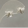 Stud Earrings with White Rhinestones, 10x12 mm diameter, silver-tone metal
