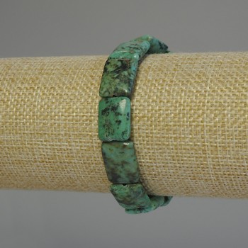 Bracelet African Turquoise Rectangular Beads, 16x12mm, stretchy 18cm